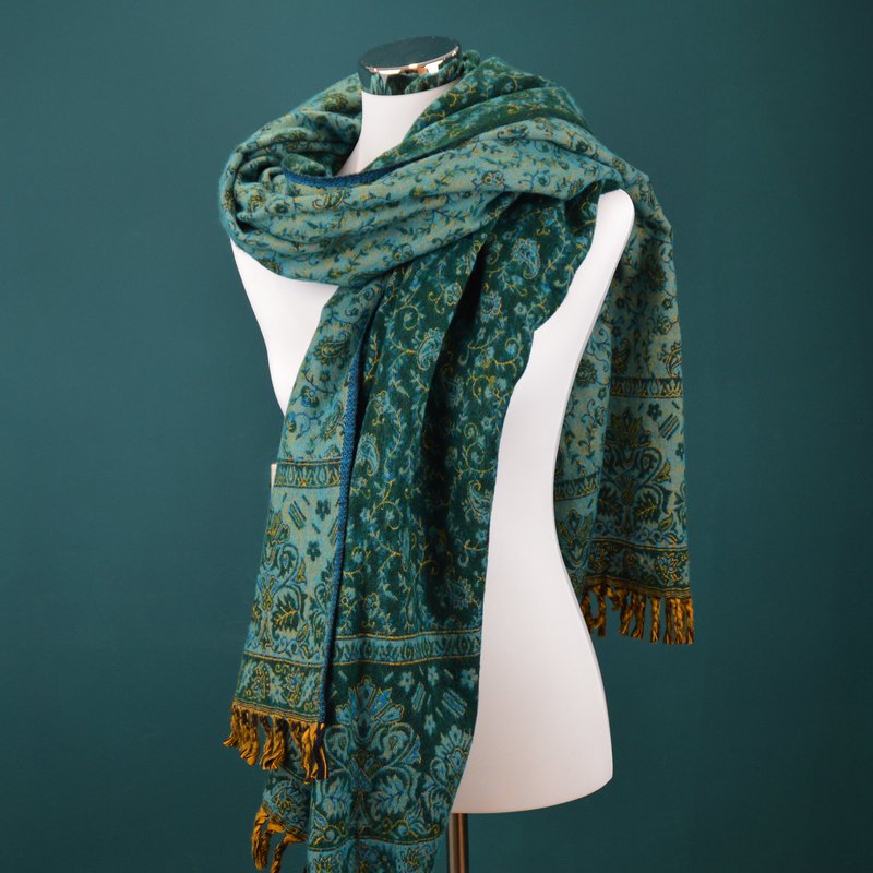 Écharpe TIBET en mélange de laine de yack à fin motif floral