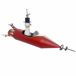 Schneemann in Rakete
