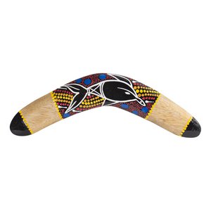 Wooden boomerang 30cm | With Australian paintings | Suar Wood