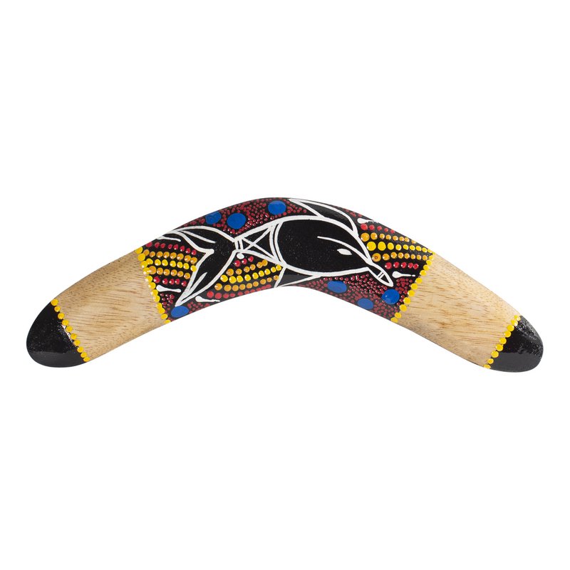 Wooden boomerang 30cm | With Australian paintings | Suar Wood