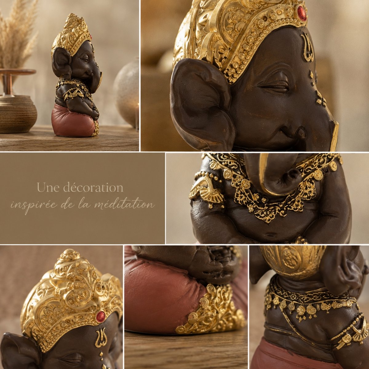 Statuetta Ganesh 2 - Portafortuna - Decorazione Zen e Feng Shui - Per creare un'atmosfera rilassante e spirituale - Idea regalo