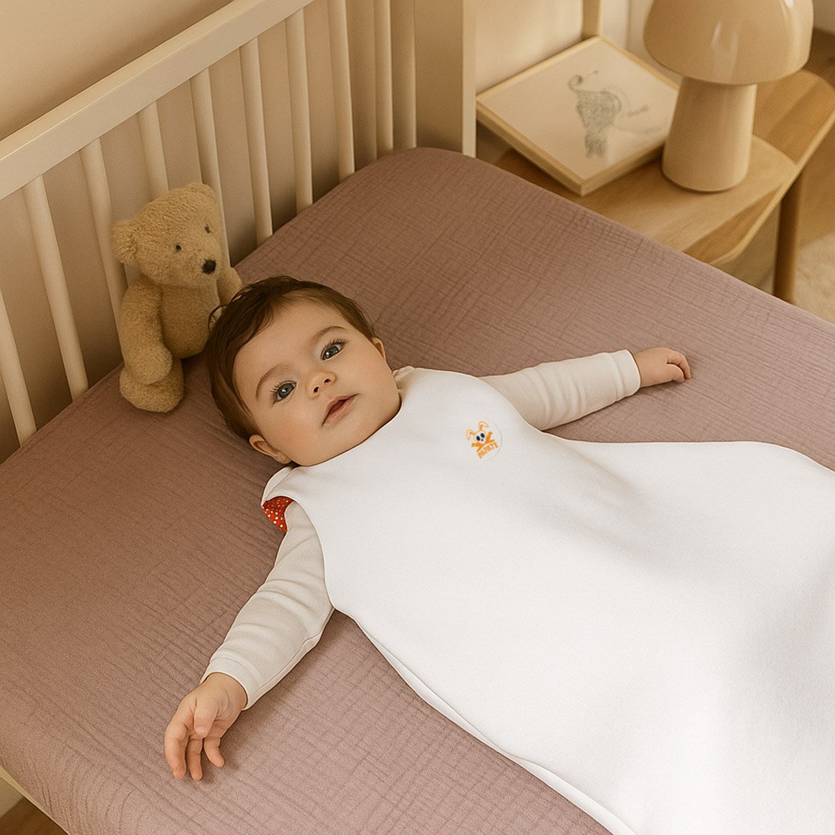 Saco de dormir de entretiempo de algodón orgánico Saxe Blanco