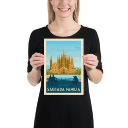 Manifesto d'epoca di Barcellona | Poster Città Barcellona Sagrada Familia Catalogna Spagna