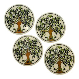 Keramik-Untersetzer - 4er Set - Olivenbaum - 9cm