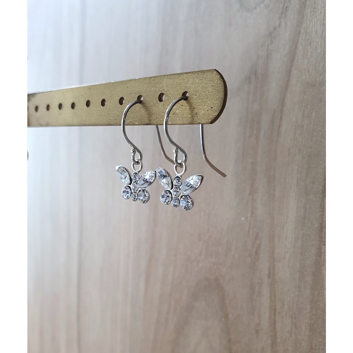 Rhodium plated butterfly earrings with Austrian Zirconia