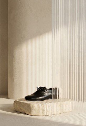 MARSA BLACK – Soft Leather Unstructured Lace-Up Shoes