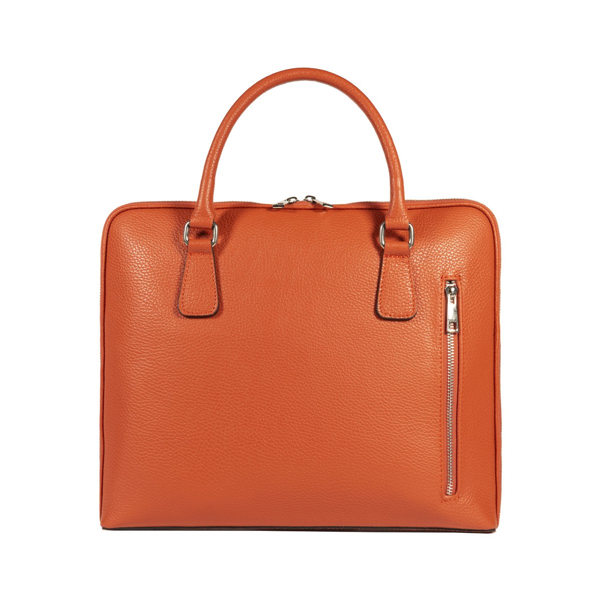 RB1019L | Maletín de negocios unisex en piel auténtica Made in Italy con bandolera extraíble. Fijaciones con mosquetones de metal níquel brillante - Color naranja - Dimensiones: 37 x 29 x 6,5 cm