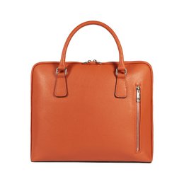 RB1019L | Unisex zakenaktentas van echt leer, gemaakt in Italië, met afneembare schouderband. Opzetstukken met glanzende nikkelen metalen karabijnhaken - Oranje kleur - Afmetingen: 37 x 29 x 6,5 cm