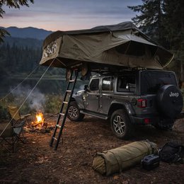 Soft roof tent 4-5 person capacity olive green canvas camping vehicle mounted