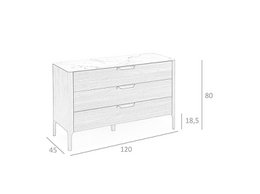 Kommode aus Fiberglas mit Marmoreffekt und Walnussholz