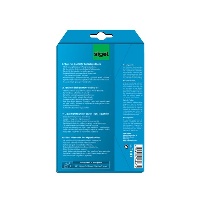 Inkjet photo paper Sigel 10x15cm Everyday 195gsm white 50 sheets + 50 sheets free high gloss