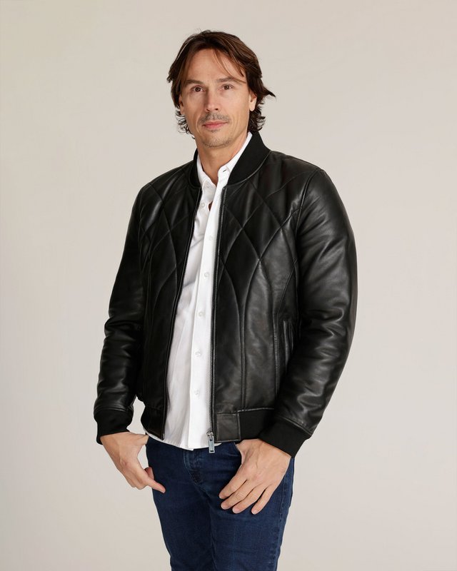 Edison │ Quilted Leather Bomber Jacket