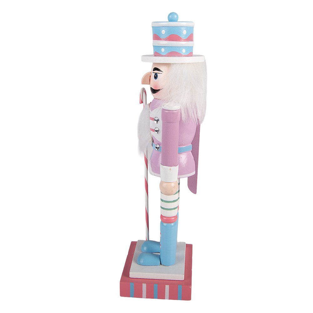 Christmas Decoration Statue Nutcracker 10x9x38 cm Pink Wood