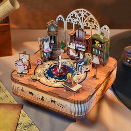 Tonecheer, Muziekdoosje, DIY 3D Houten Puzzel, Cat's Family, TQ065, 14x14x13,9cm
