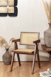 chair Pierre Jeanneret wood + rattan, high quality