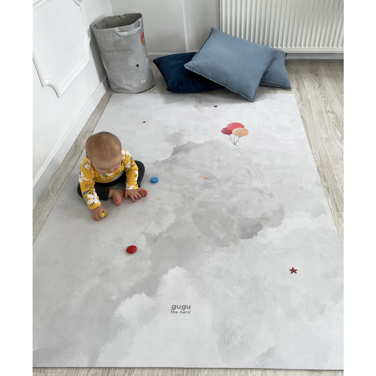 Tapis en caoutchouc naturel Prime Baloon Dream big