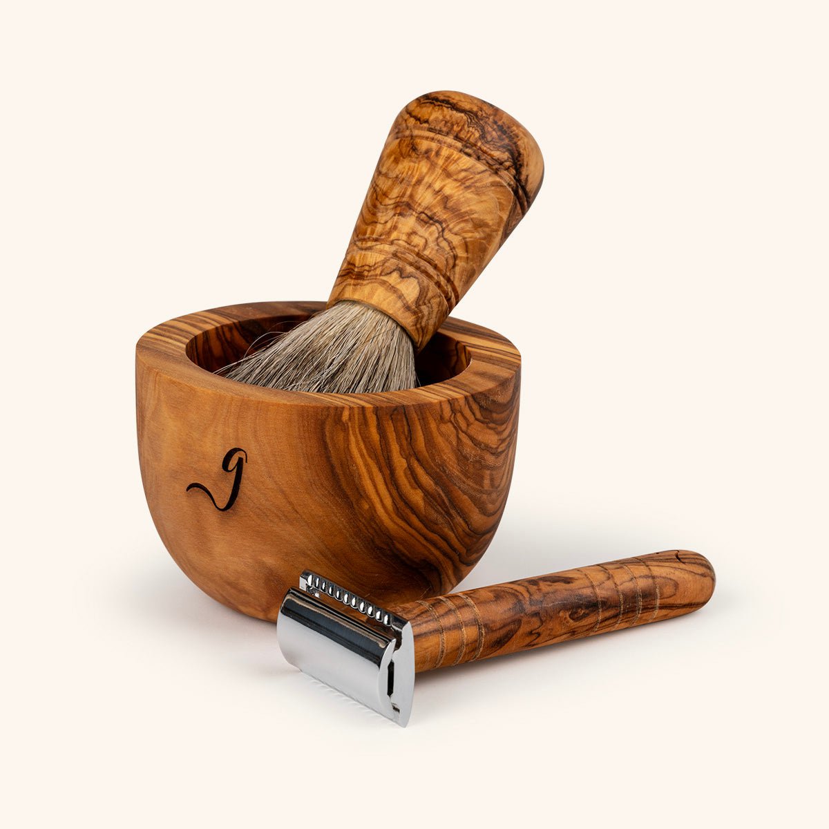 Luxury Handmade Olive Wood Shaving Bowl – 10cm Diameter
