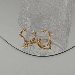 Moderne Vintage Wavy Line Pearl Hoop øreringe