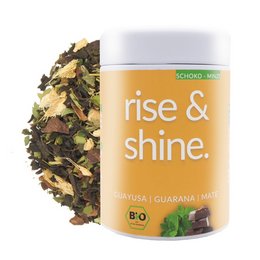Organic morning tea in a 75g can, with a blend of green tea, lemon peel, and other natural ingredients.