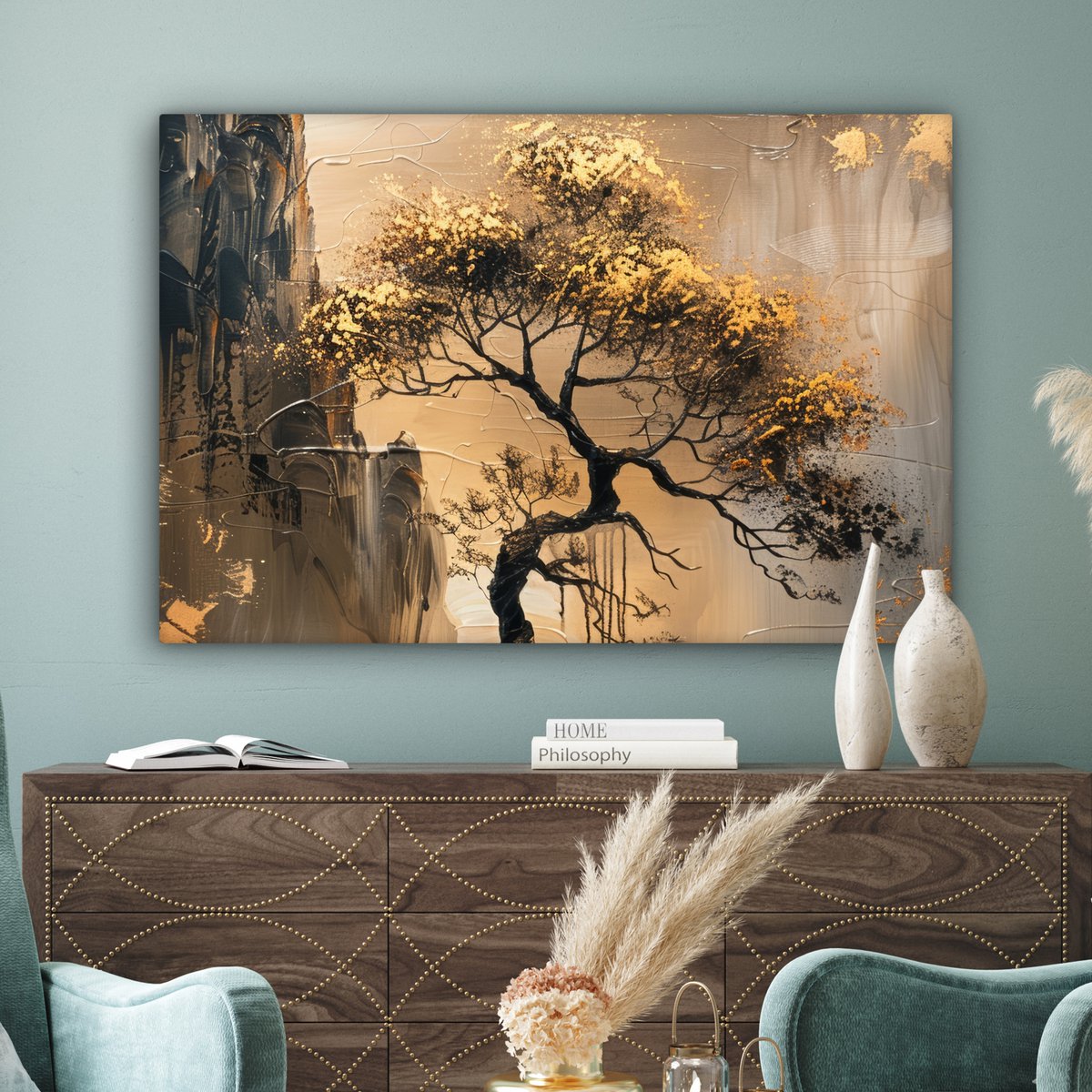 Peinture sur toile - décoration murale - or - paysage - peinture - décoration murale salon - décoration de chambre moderne - peintures abstraites