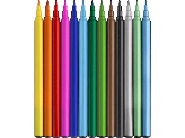 Filzstift FC Dino 10x Ständer. Farbe + 3x Metallic-Farbe inkl. Dino-Aufkleber aus Pappe
