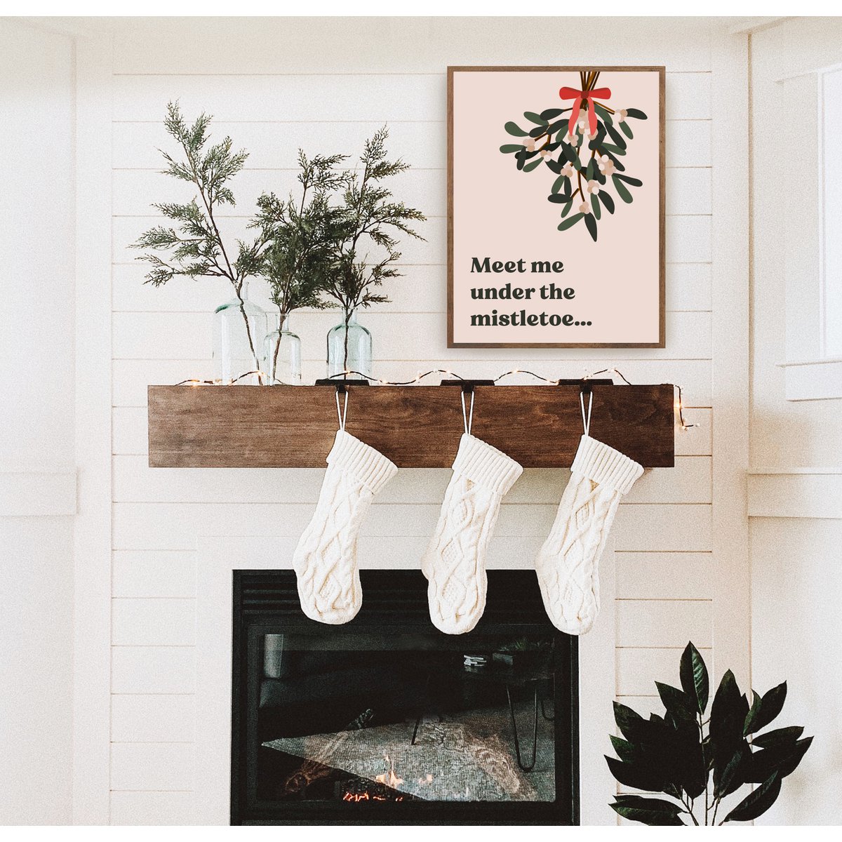Mål mig under Mistletoe -plakaten, Marrier -plakaten, juleplakat, juleprint, mistelten print