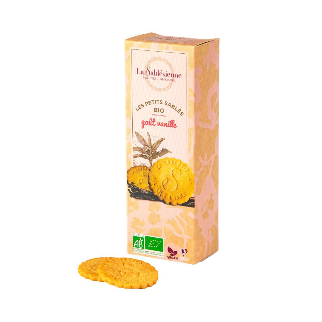 Organic & vegan vanilla shortbread cookies - 110 g cardboard box