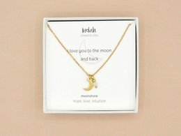 Ketting rock, maan en maansteen, zilver of goud stainless steel