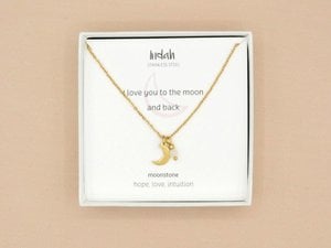 Ketting rock, maan en maansteen, zilver of goud stainless steel