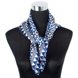 Blue Silk Square Scarf Sabika