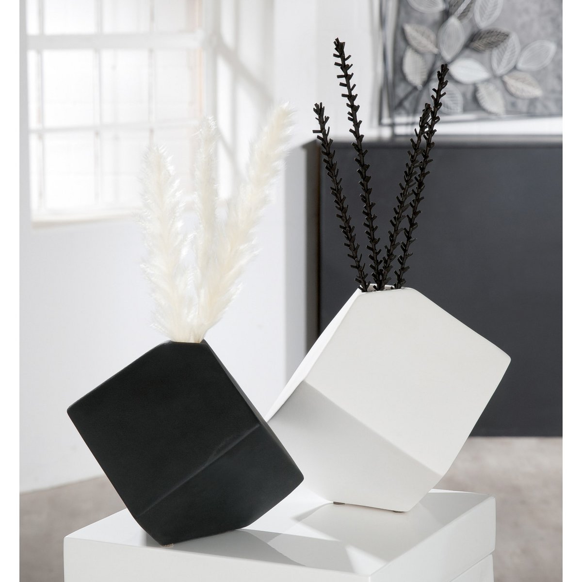Vase "Cube blanc" H.19,5cm