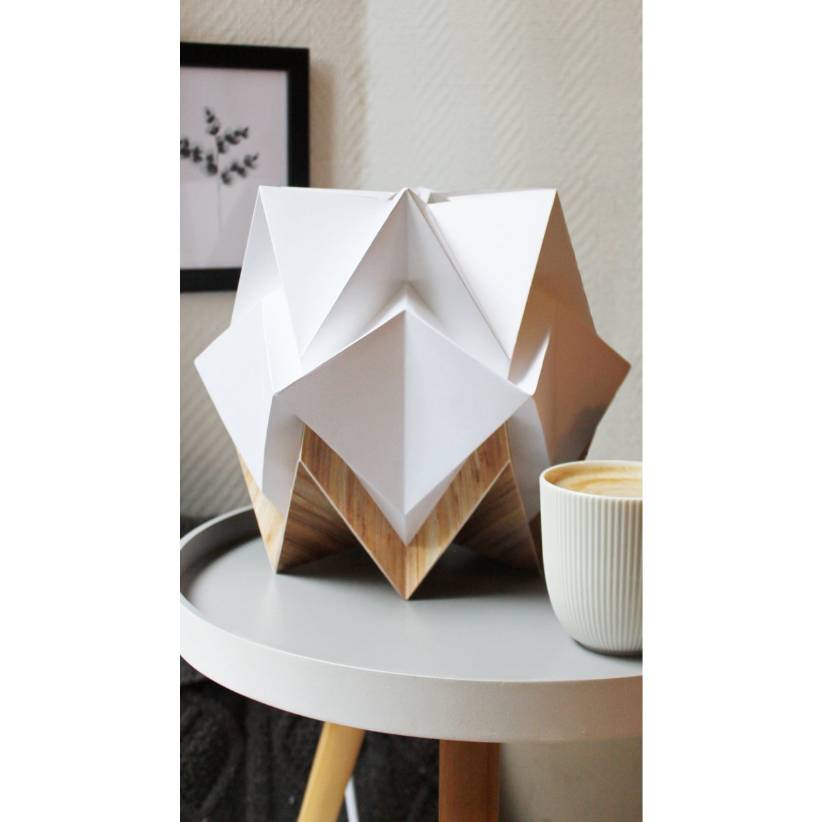 Origami tafellamp in EcoWood en papier - maat S.