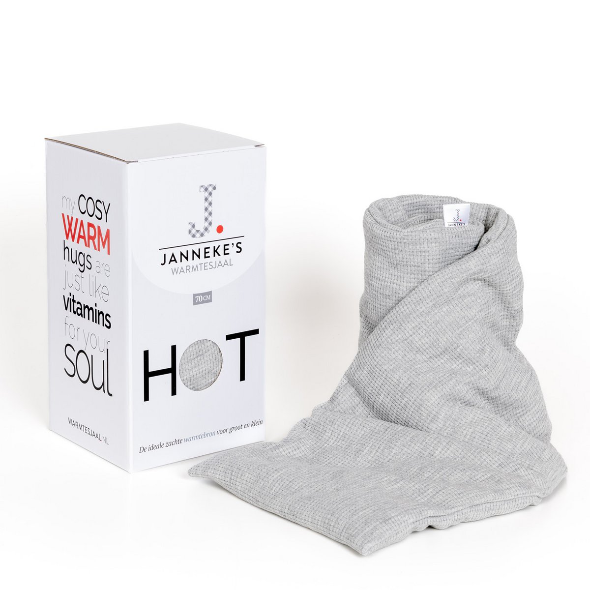 Écharpe thermique gris clair | 70 cm | graines de lin biologiques