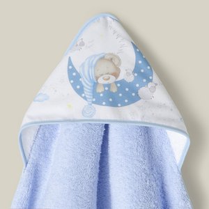 BAD HANDDOEK - 1X1 MT. MOD. BEER SLAPEN - BLAUW