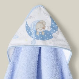 BAD HANDDOEK - 1X1 MT. MOD. BEER SLAPEN - BLAUW