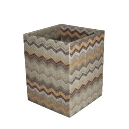 Corbeille à papier motif carré zigzag marron poubelle simili cuir