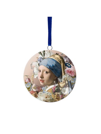 Girl dell'ornamento di Natale con la perla - ceramica - 6 cm