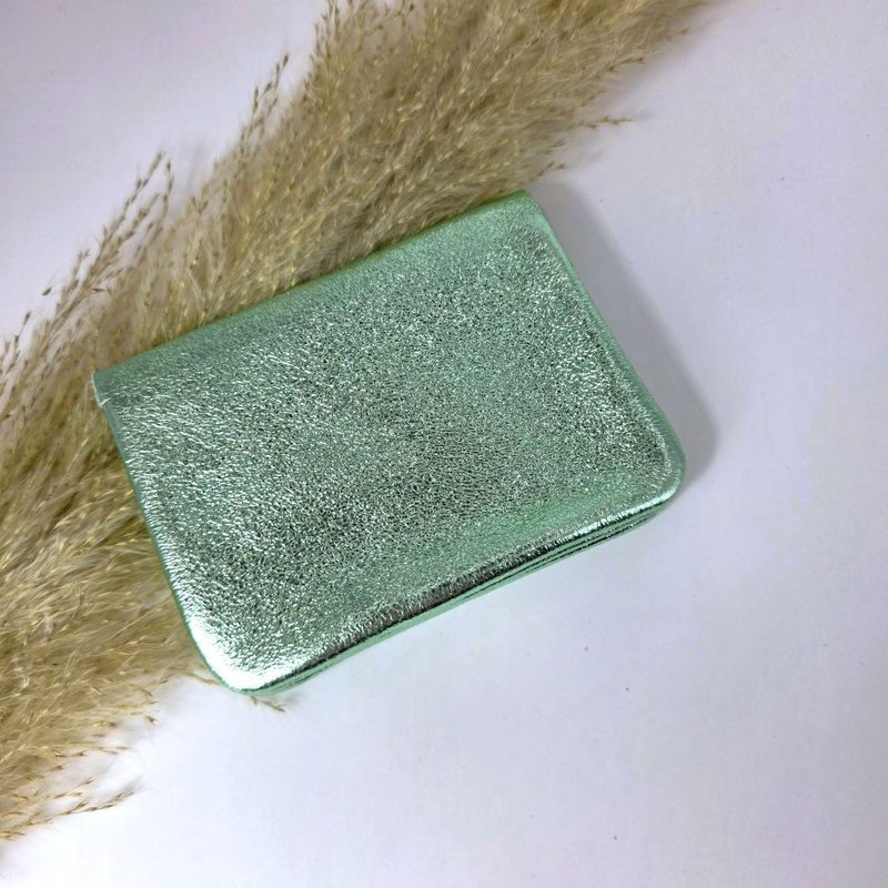 Mini-Geldbörse in Metallic-Mintgrün