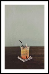 'Good morning Cocktail' poster, available in various sizes including poster, canvas, and plexiglass. The poster features an image of a cocktail glass on a table against a neutral background.