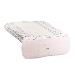 Soft, pink changing mat with a quilted pattern design.