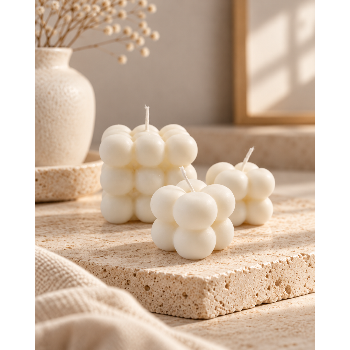 Set of 3 Bubble Candles | rapeseed wax
