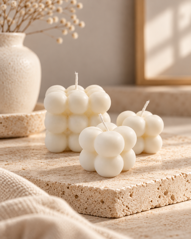 Set of 3 Bubble Candles | rapeseed wax
