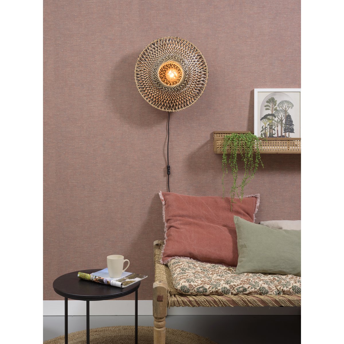 Lámpara de mano Bali 44cm zw./nat., S