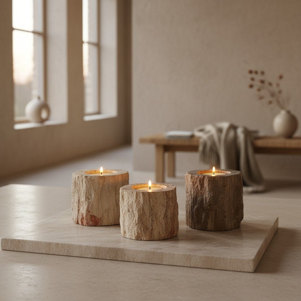 Petrified Wood Tealight Holder