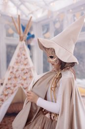 Maschera da gatto con paillettes oro rosa