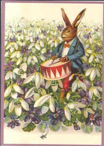 Karte (einzeln) Hase mit Trommelglitter