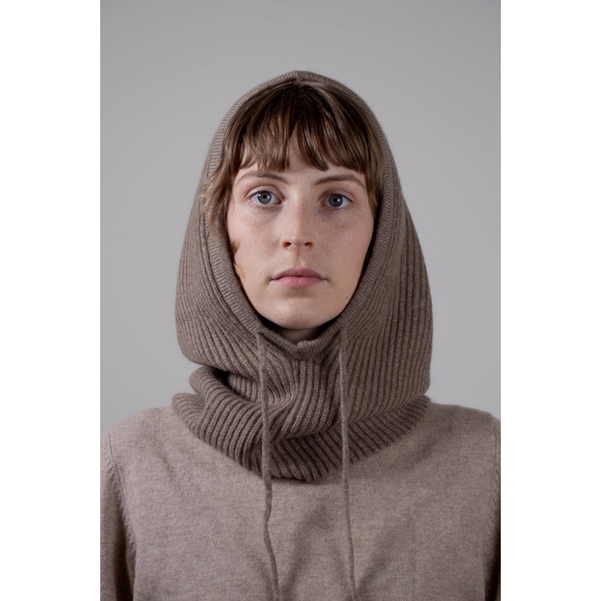 Acanalado: 100% de cachemira balaclava de punto