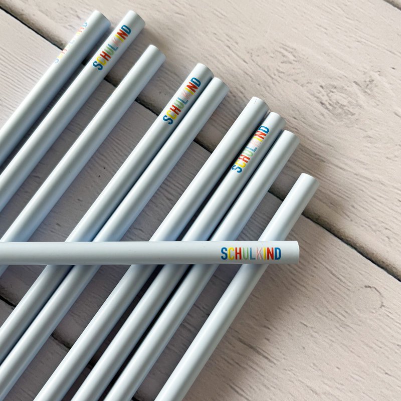 Pencil “School Child” – light blue with colorful inscription – school enrollment gift