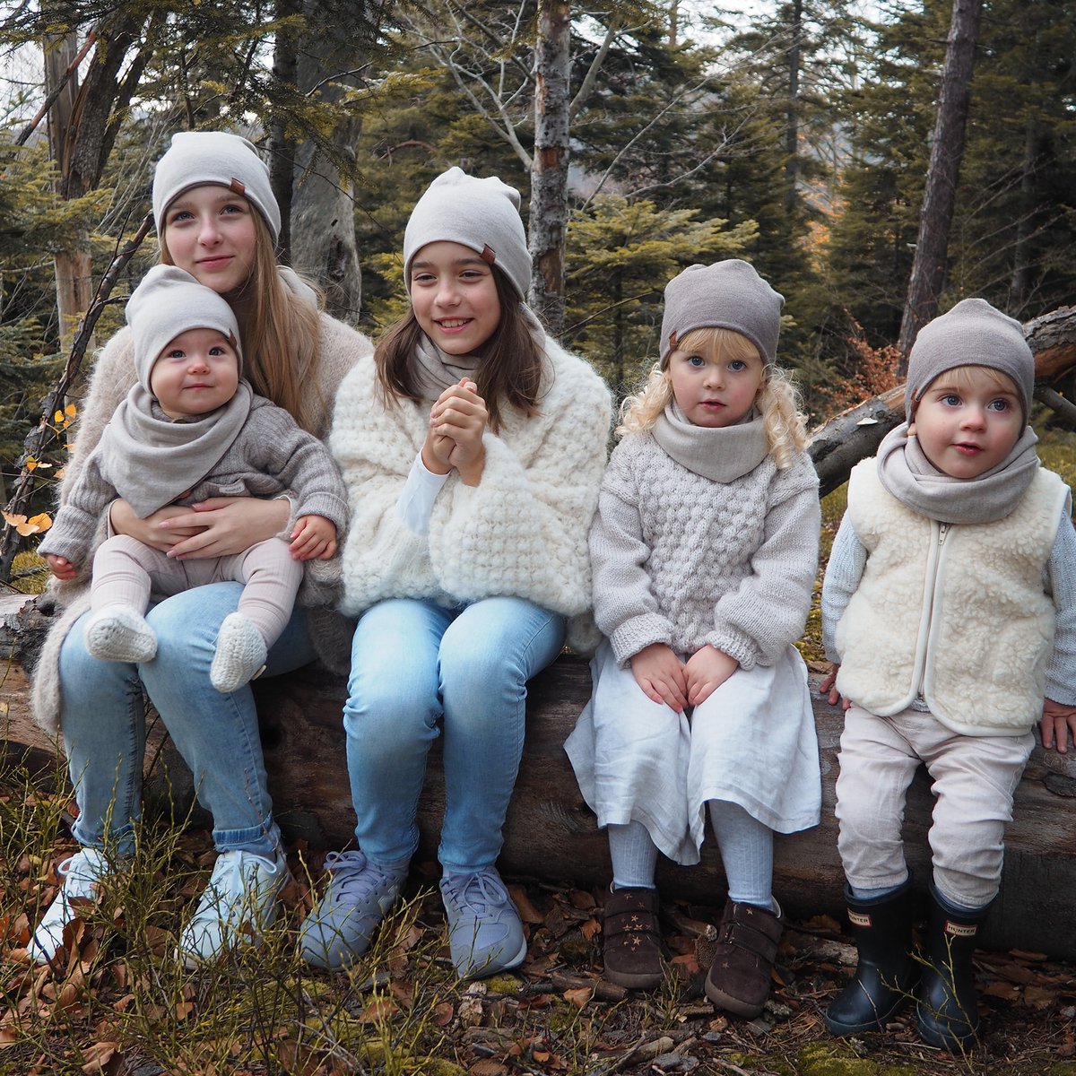 Bonnet réversible mérinos - jeans-beige