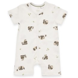 Baby Short Romper - Panda Aop, blokada - Offwhite